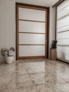 Freshly cleaned marble floor in an office.