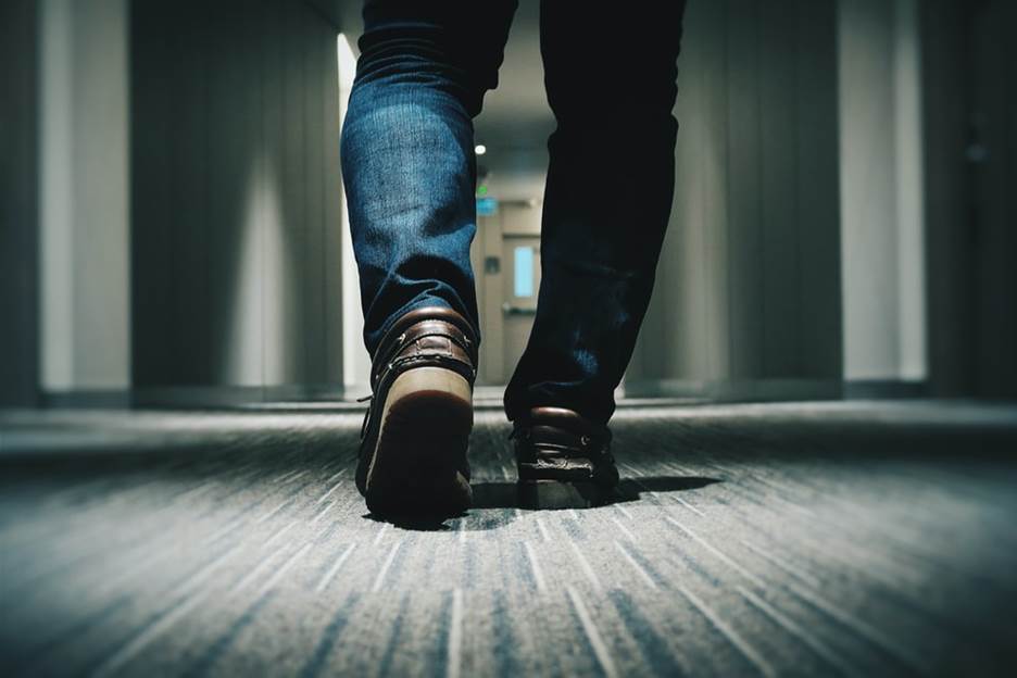 A person walking on the carpet