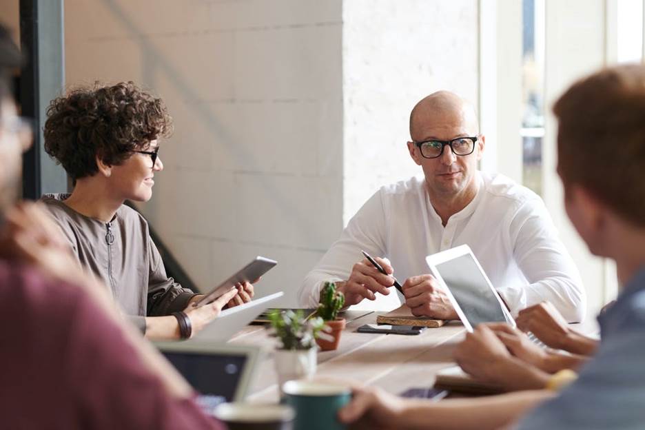 Employees working in a clean office 
