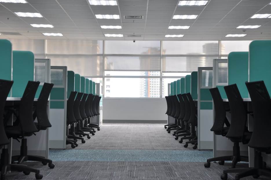 An office floor fully carpeted