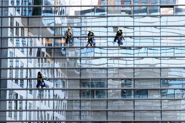Crystal-clear glass windows during professional window cleaning