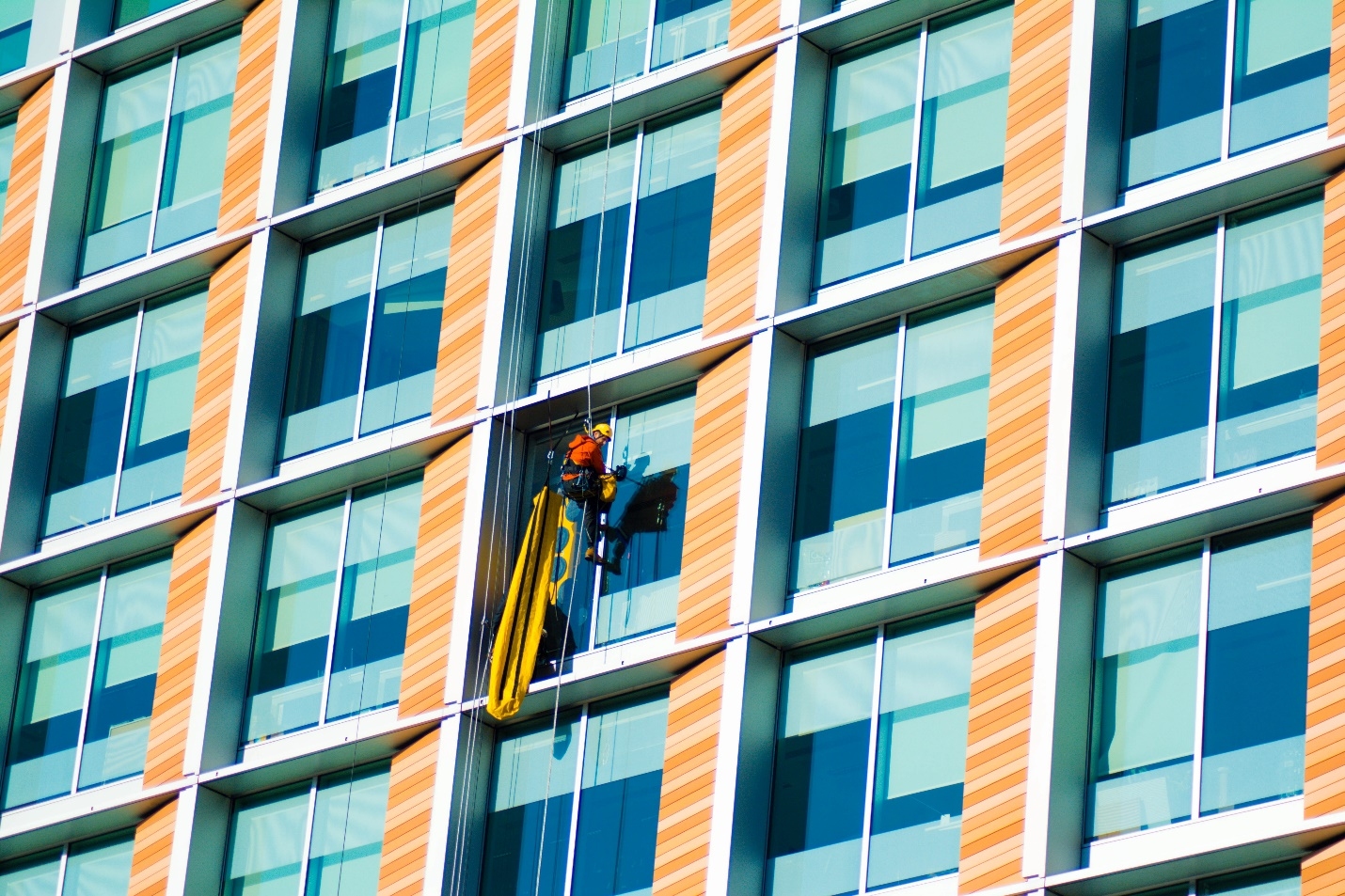 Office window being cleaned.