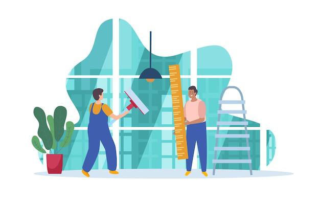 Commercial cleaning services cleaning a window