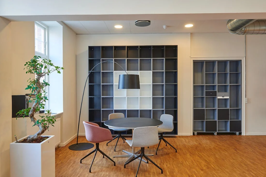 An office with clean floors