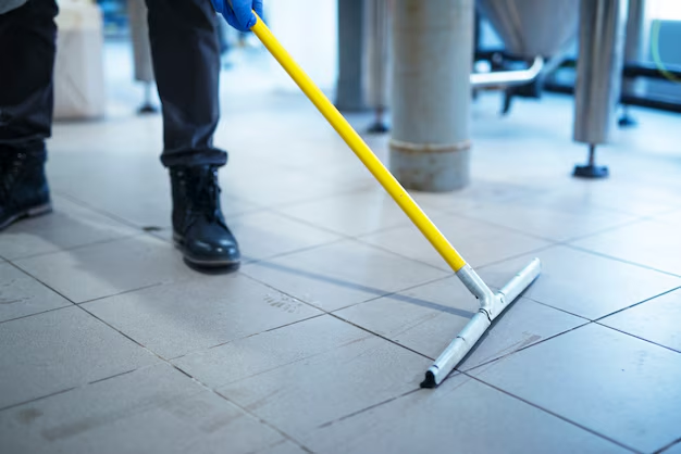 A person cleaning a floor
