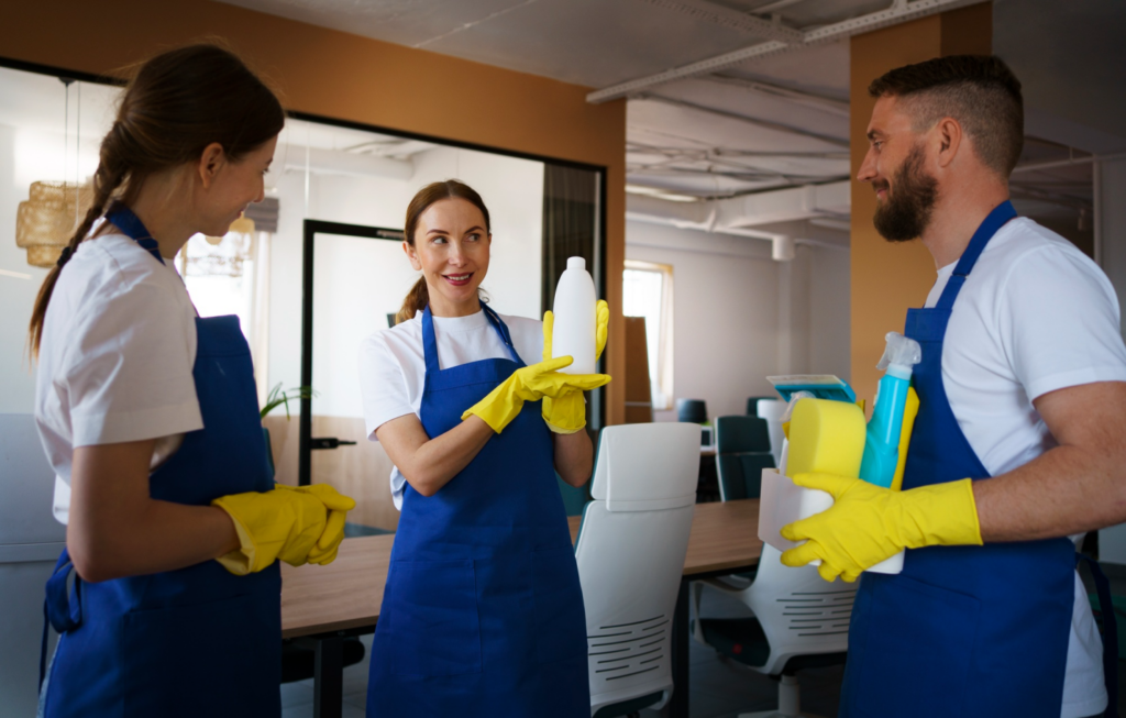 professional cleaning service providers amidst a discussion