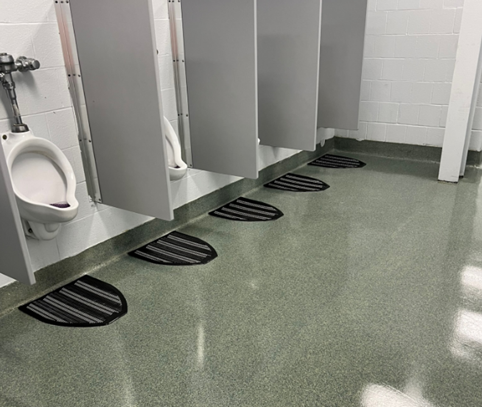 The inside of an office bathroom