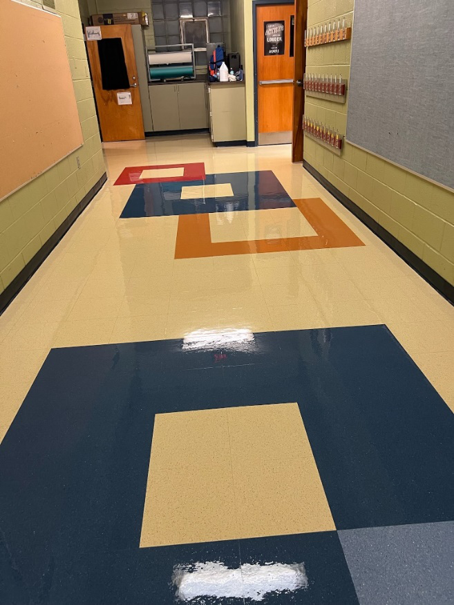 An image of a clean school hallway