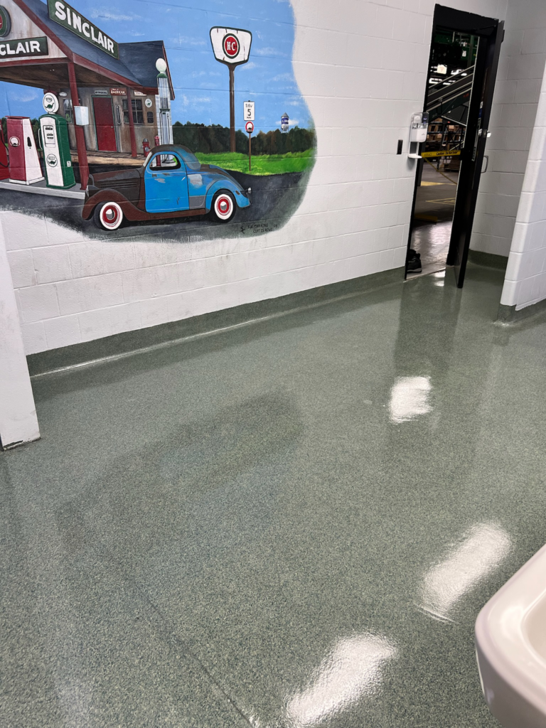 a school bathroom looking polished after a thorough cleaning