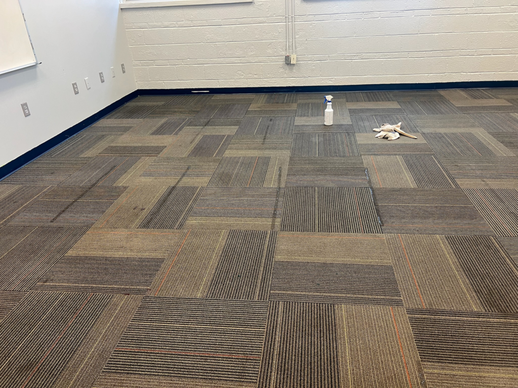 close-up of a carpeted office rooms floor